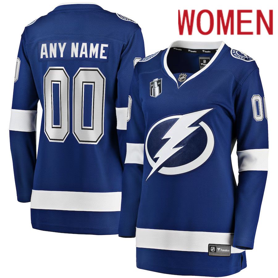Women Tampa Bay Lightning Fanatics Branded Blue Home Stanley Cup Final Breakaway Custom NHL Jersey
